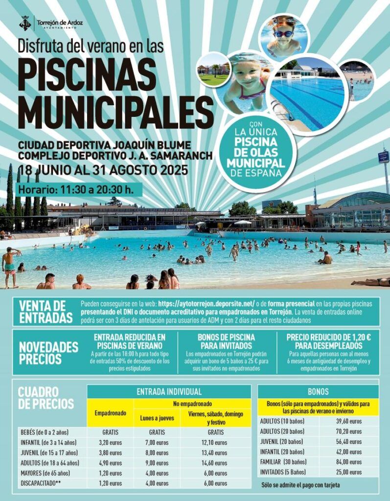precios piscina de olas de torrejón de ardoz